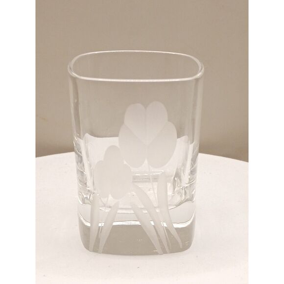 Vintage Etched Flower Clear Crystal Decanter and 5 Etched Shot Glasses - Picture 5 of 10